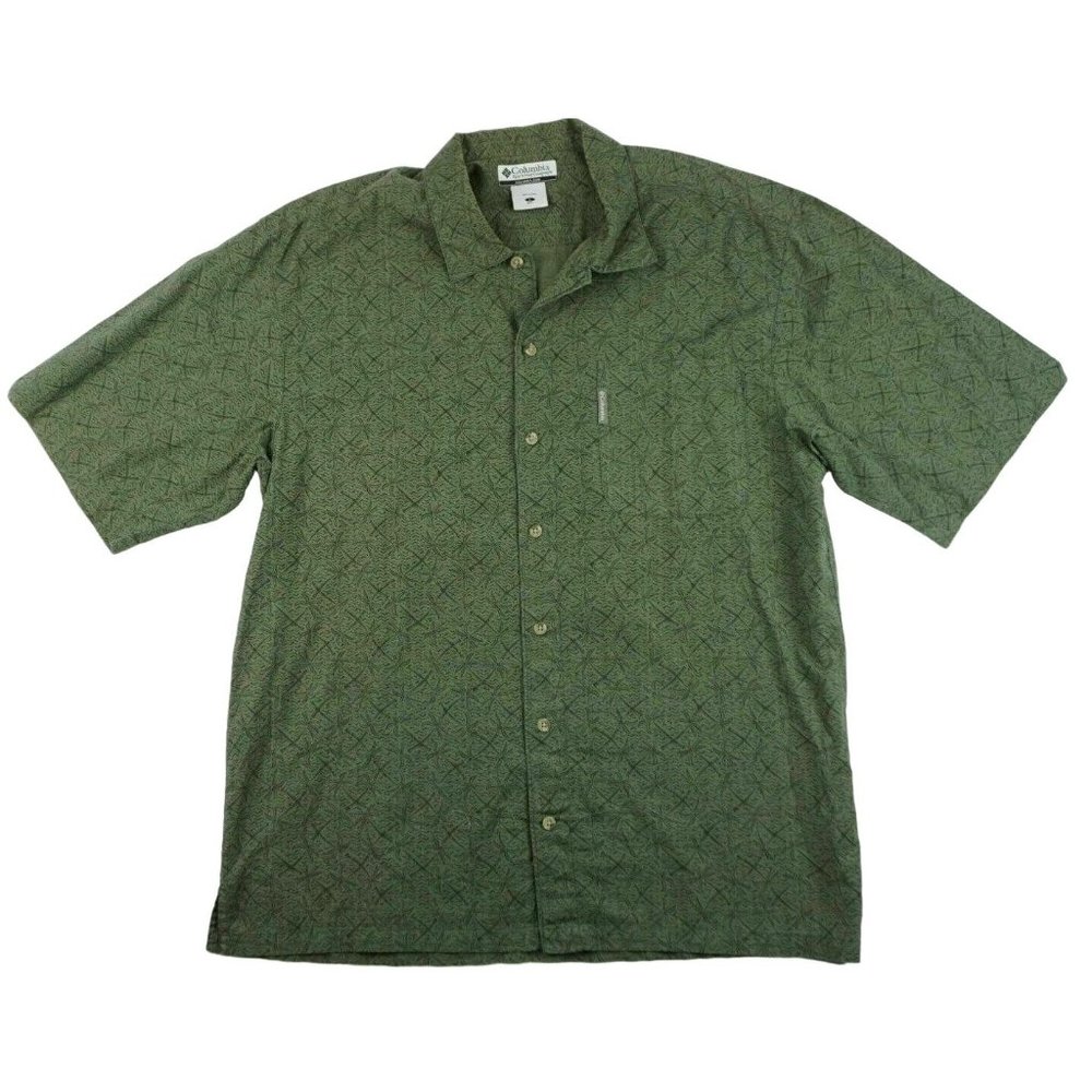 COLUMBIA SPORTSWEAR COMPANY Hawaiian Style Men's Shirt Size Large Palms Green